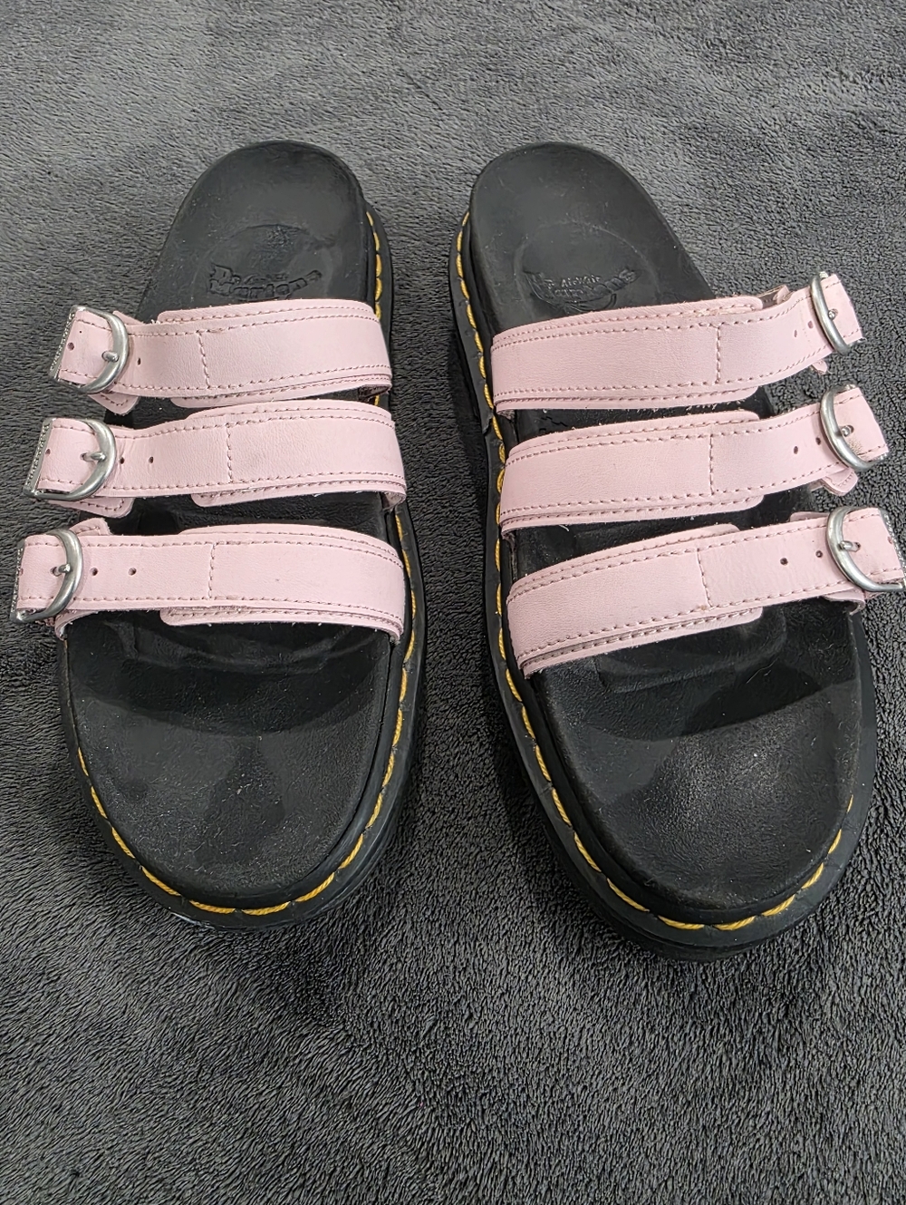 Dr Martens Blaire Slide Womens Size 9 Platform Sandals Doc Black Pink Leather